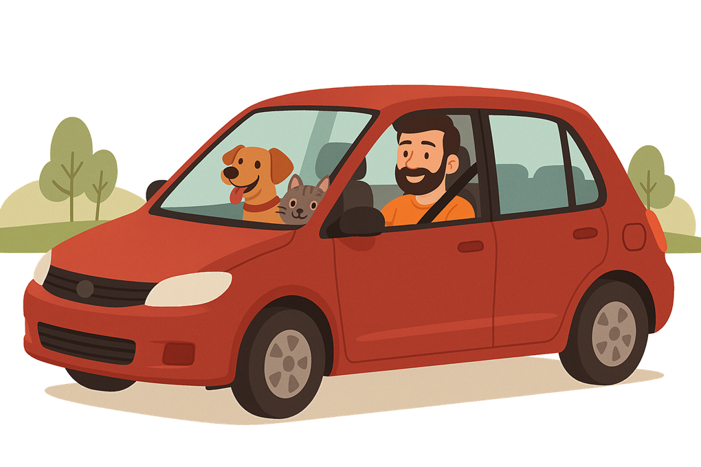 DyreTaxi Front Bil Transparent DyreTaxi med kjæledyr på vei til dyrlege